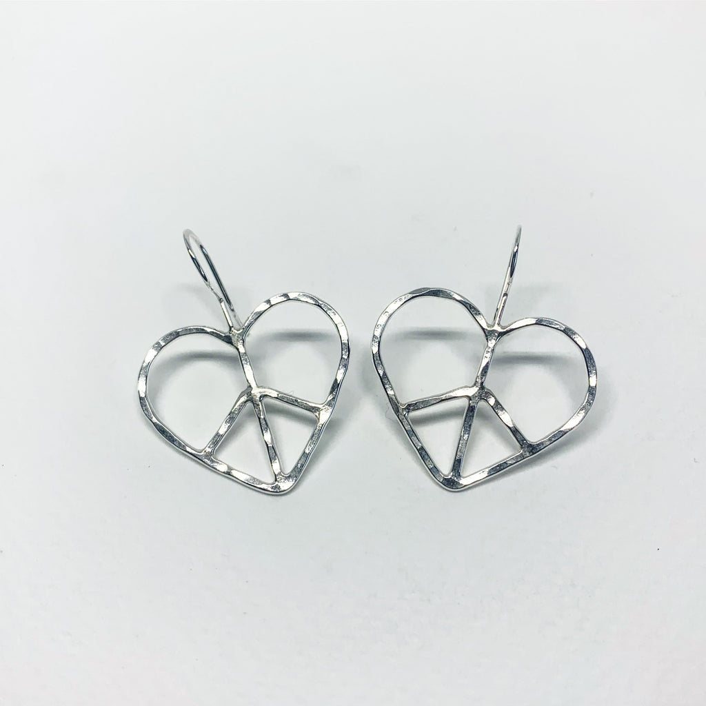 Heart Shaped Peace Sign Earrings-0