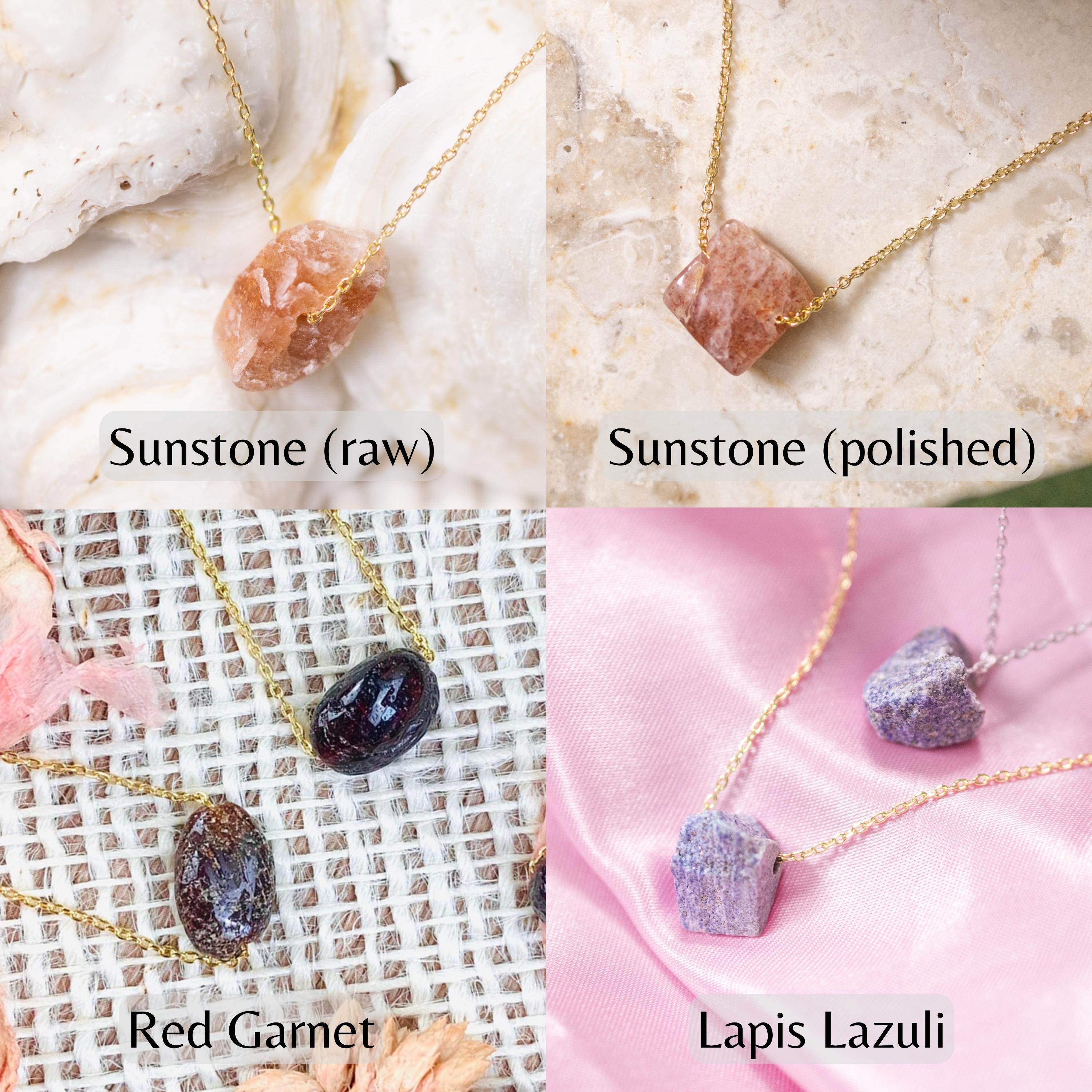 Raw Crystal 14K Gold, Silver Birthstone Necklace-13