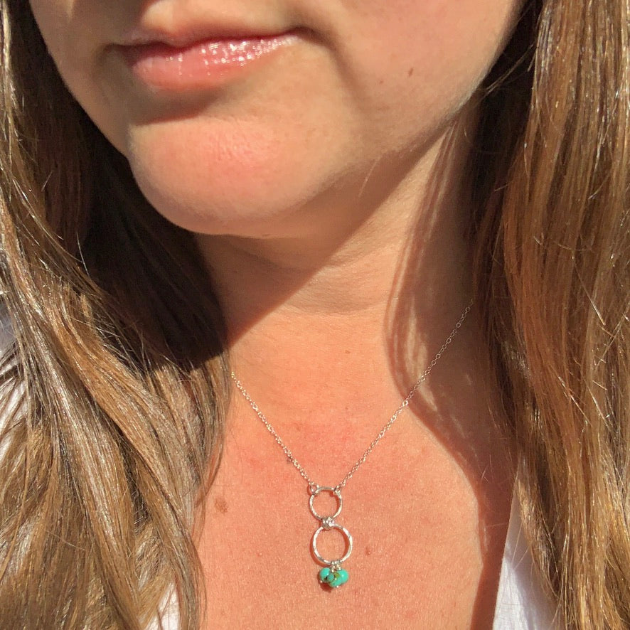 Mini Turquoise Infinity Double Drop Necklace-1