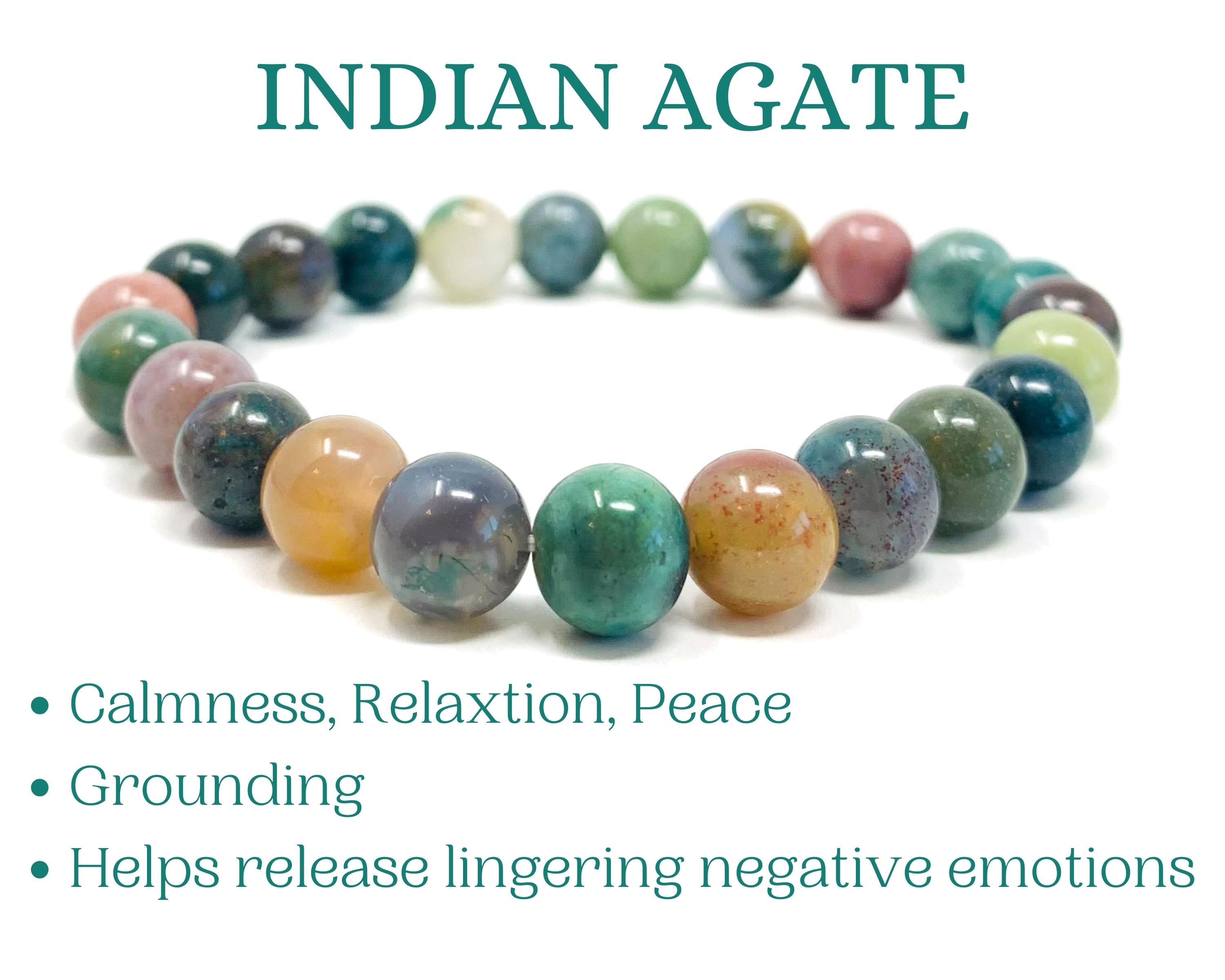 Indian Agate Beaded Crystal Bracelet-3