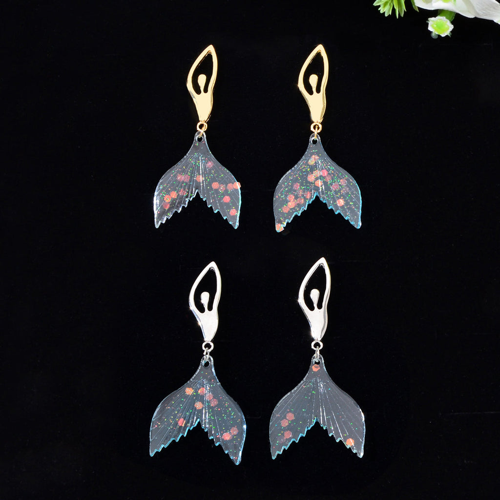 Adorable Mermaid Pendant Stud Earrings Enchanting Oceanic Charm Ear Jewellery-0