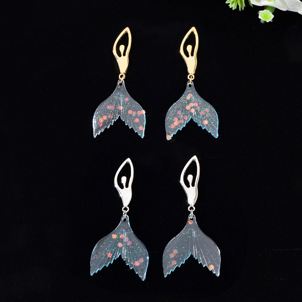 Adorable Mermaid Pendant Stud Earrings Enchanting Oceanic Charm Ear Jewellery-0
