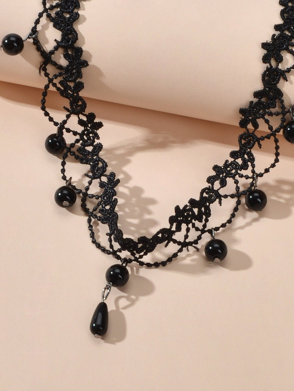 Black Lace Choker Water Drop Gothic Necklace Punk Collar Halloween Jewellery-3