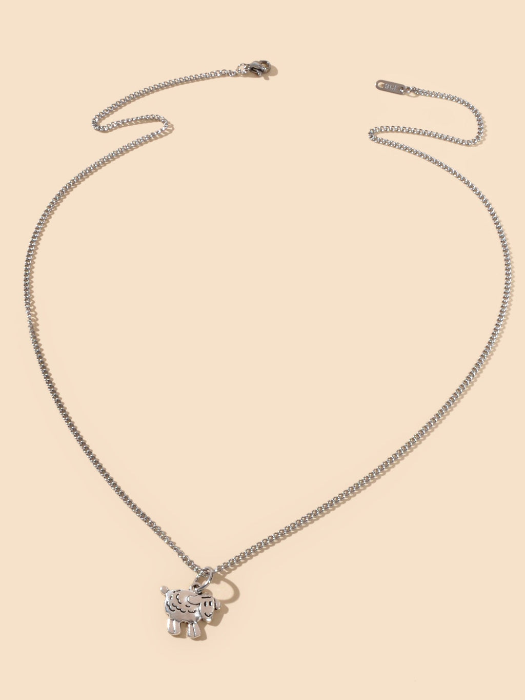Fashion Jewellery Silver Chain Minimalist Cartoon Sheep Pendant Necklace Gift-2