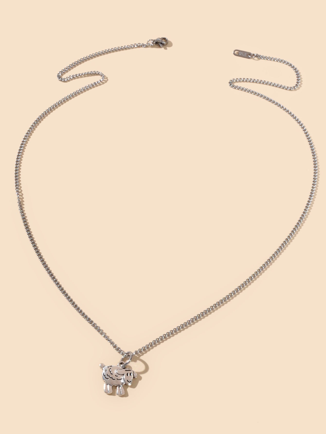 Fashion Jewellery Silver Chain Minimalist Cartoon Sheep Pendant Necklace Gift-2