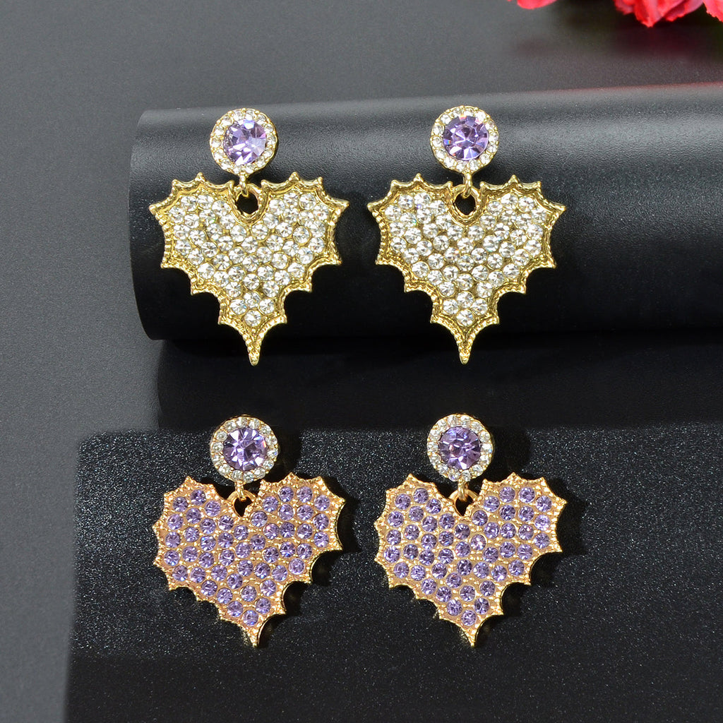 Dazzling Rhinestone Leaf Pendant Stud Earrings Elegant Nature-inspired Jewelry-0