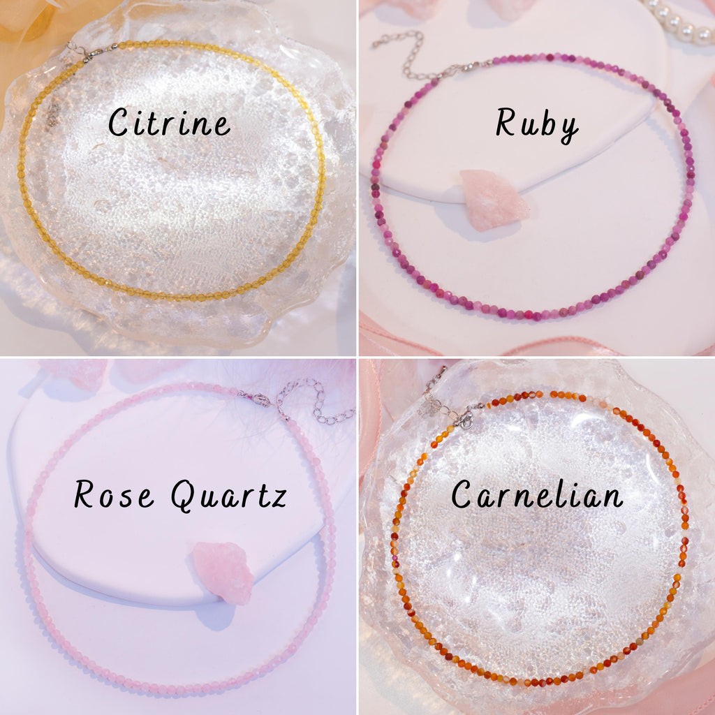 Birthstone Crystal Gemstone Choker Necklace-1