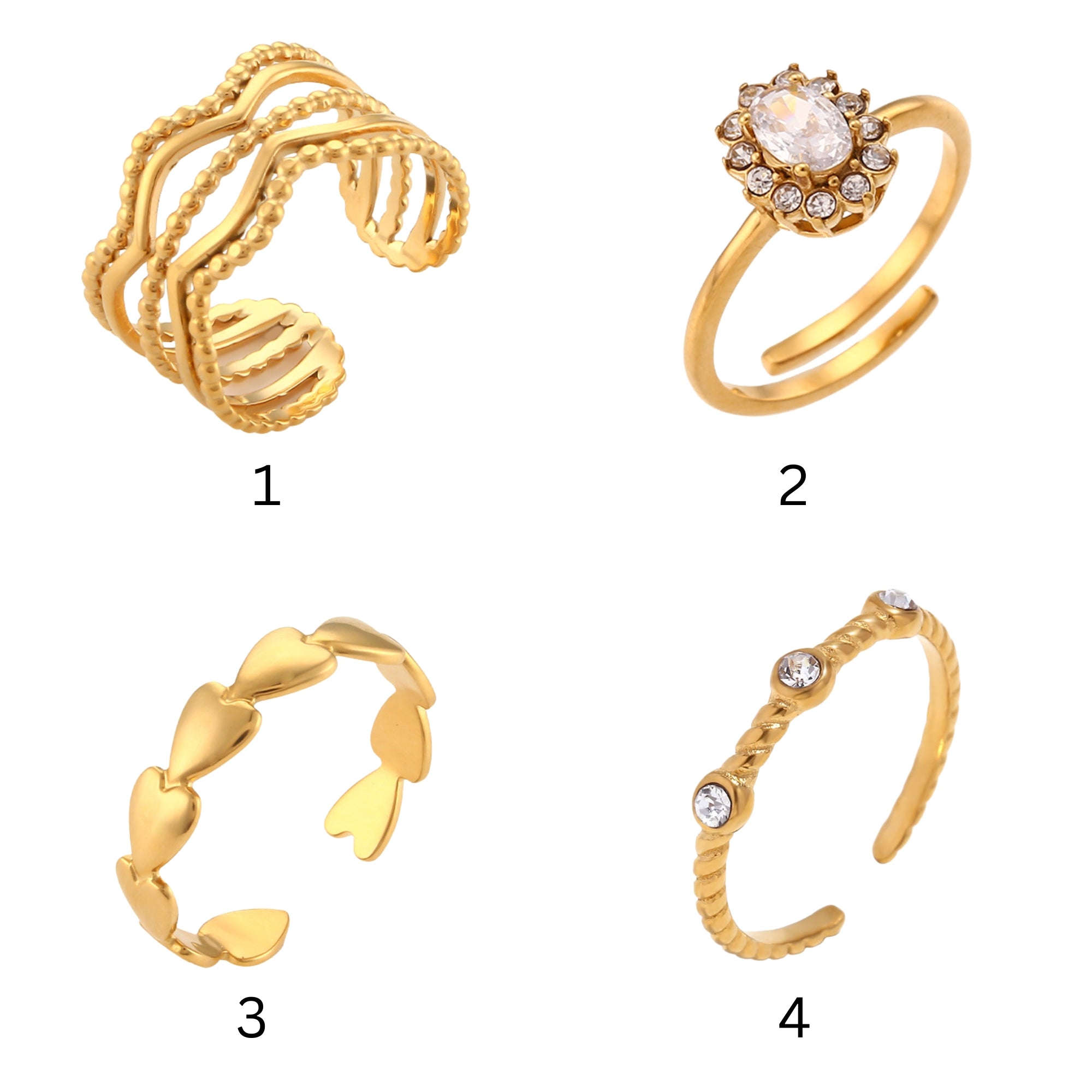 18K Gold Waterproof Stacking Rings-5
