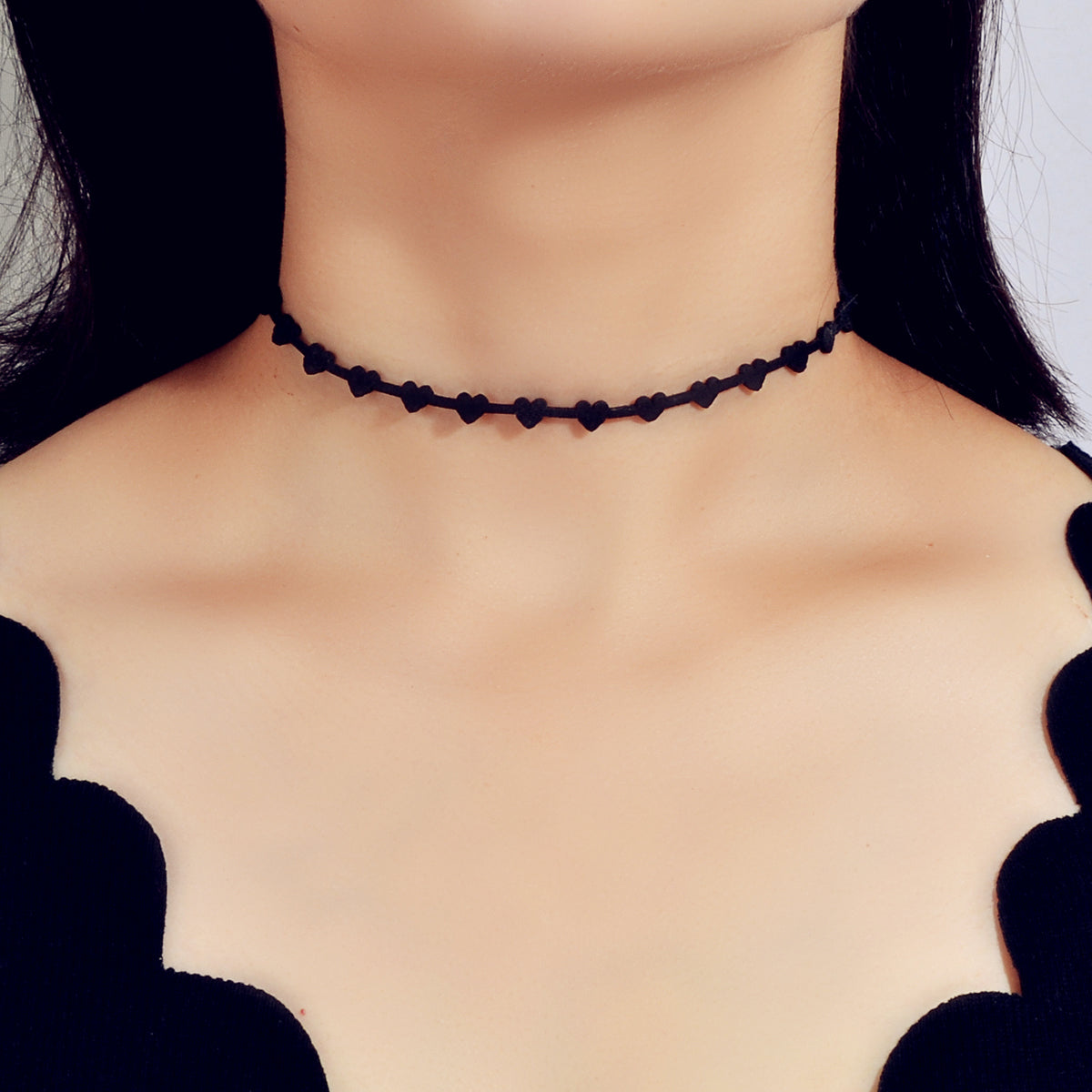 Black Heart Choker Tattoos Necklace Gothic Grunge Collar Retro Punk Jewellery-0