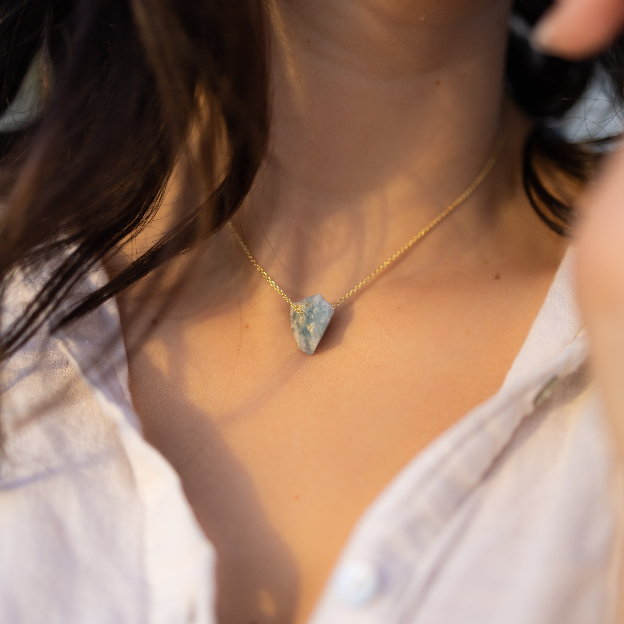 Raw Crystal 14K Gold, Silver Birthstone Necklace-3