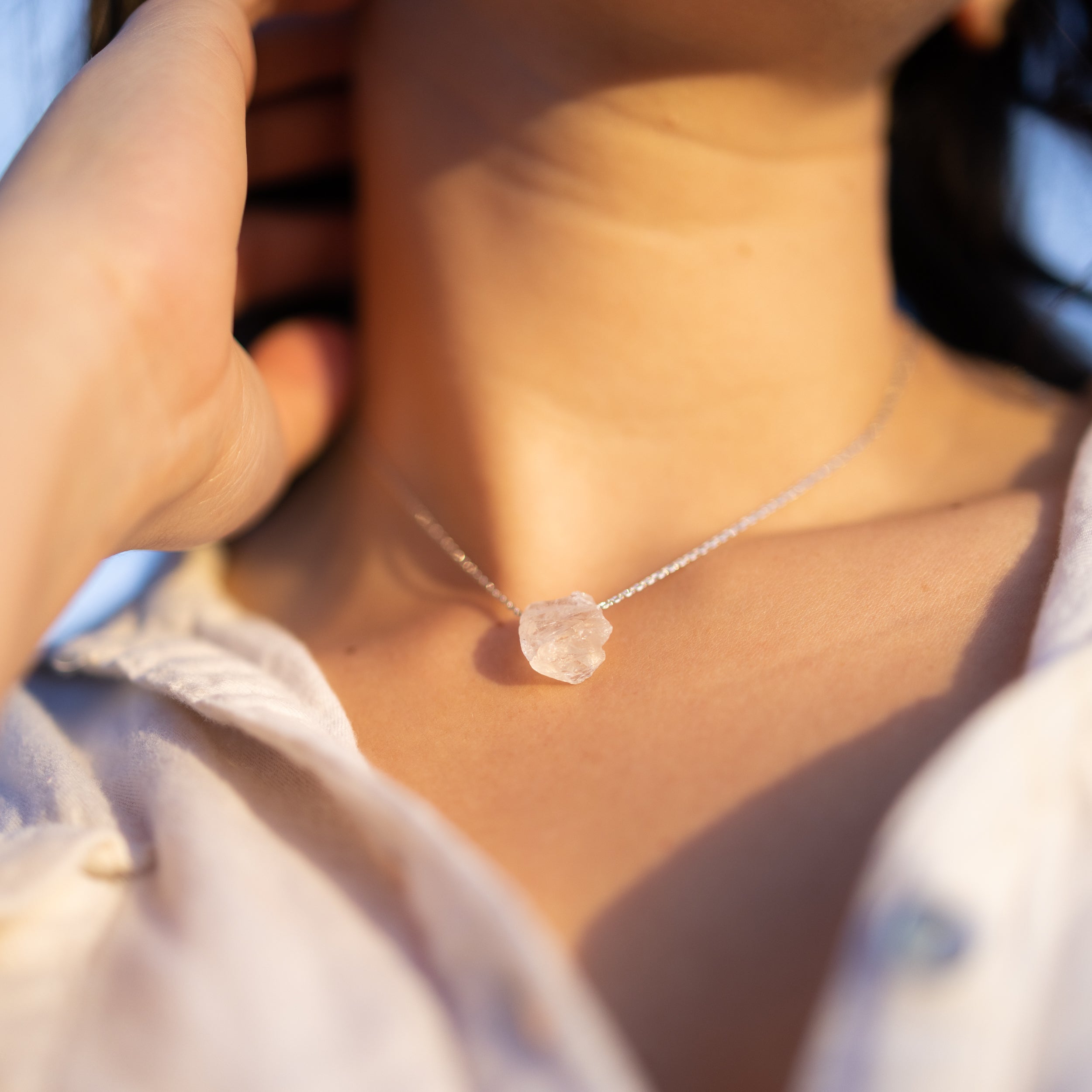 Raw Crystal 14K Gold, Silver Birthstone Necklace-4
