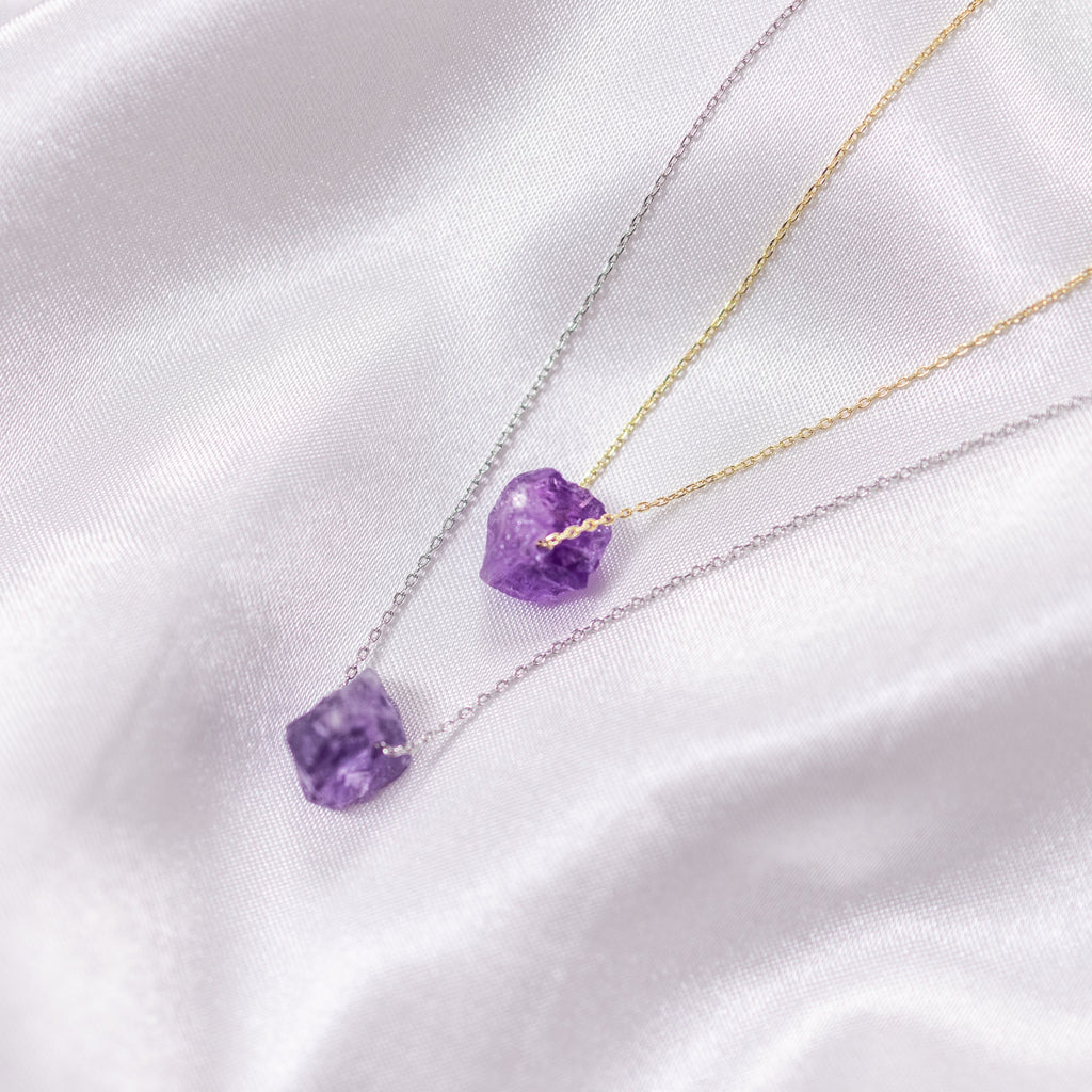 Raw Crystal 14K Gold, Silver Birthstone Necklace-6