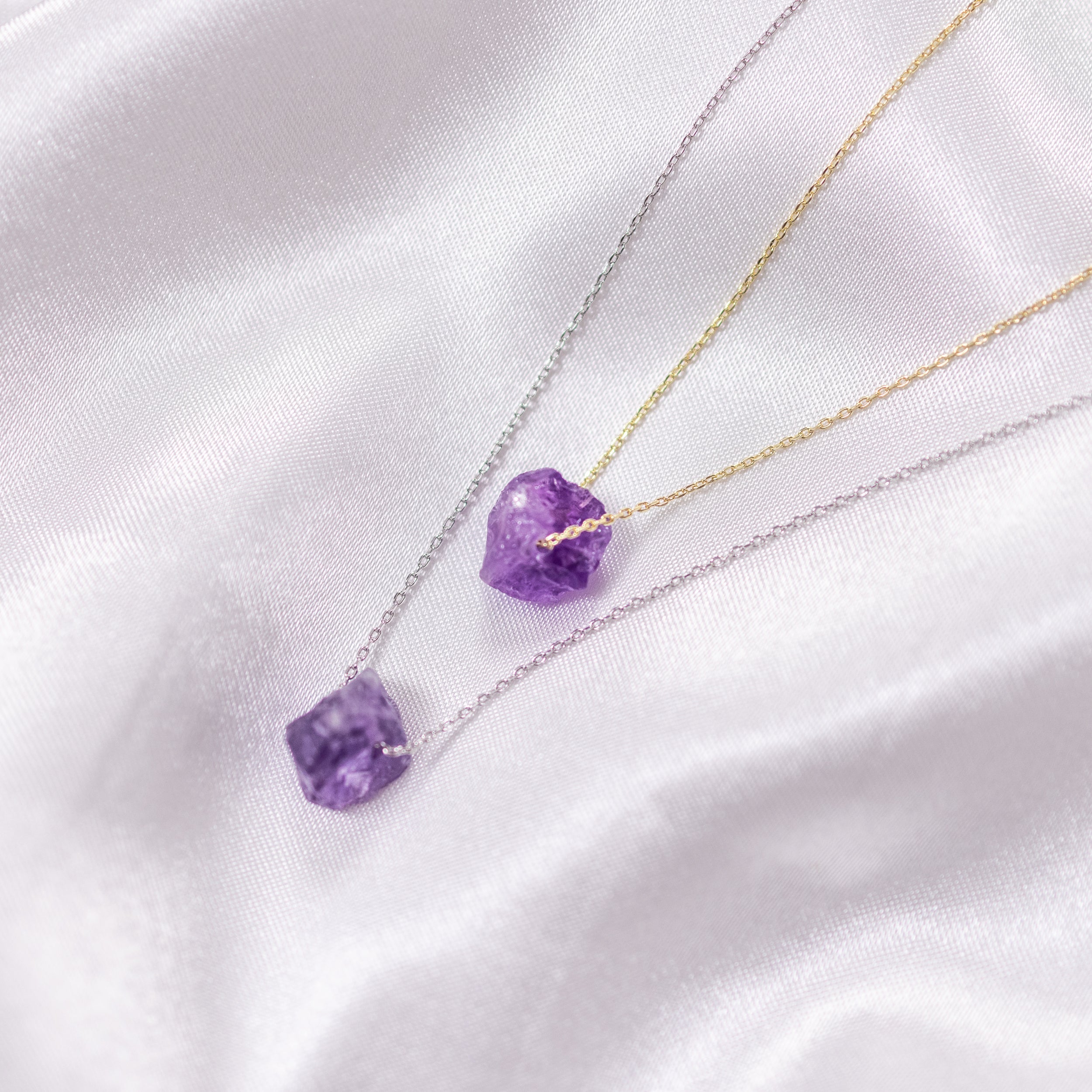 Raw Crystal 14K Gold, Silver Birthstone Necklace-6