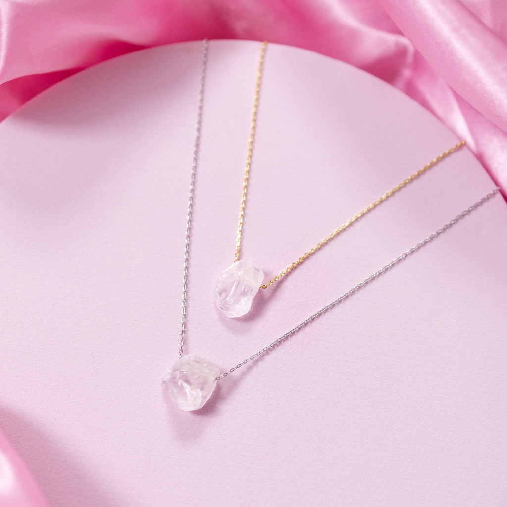 Raw Crystal 14K Gold, Silver Birthstone Necklace-10