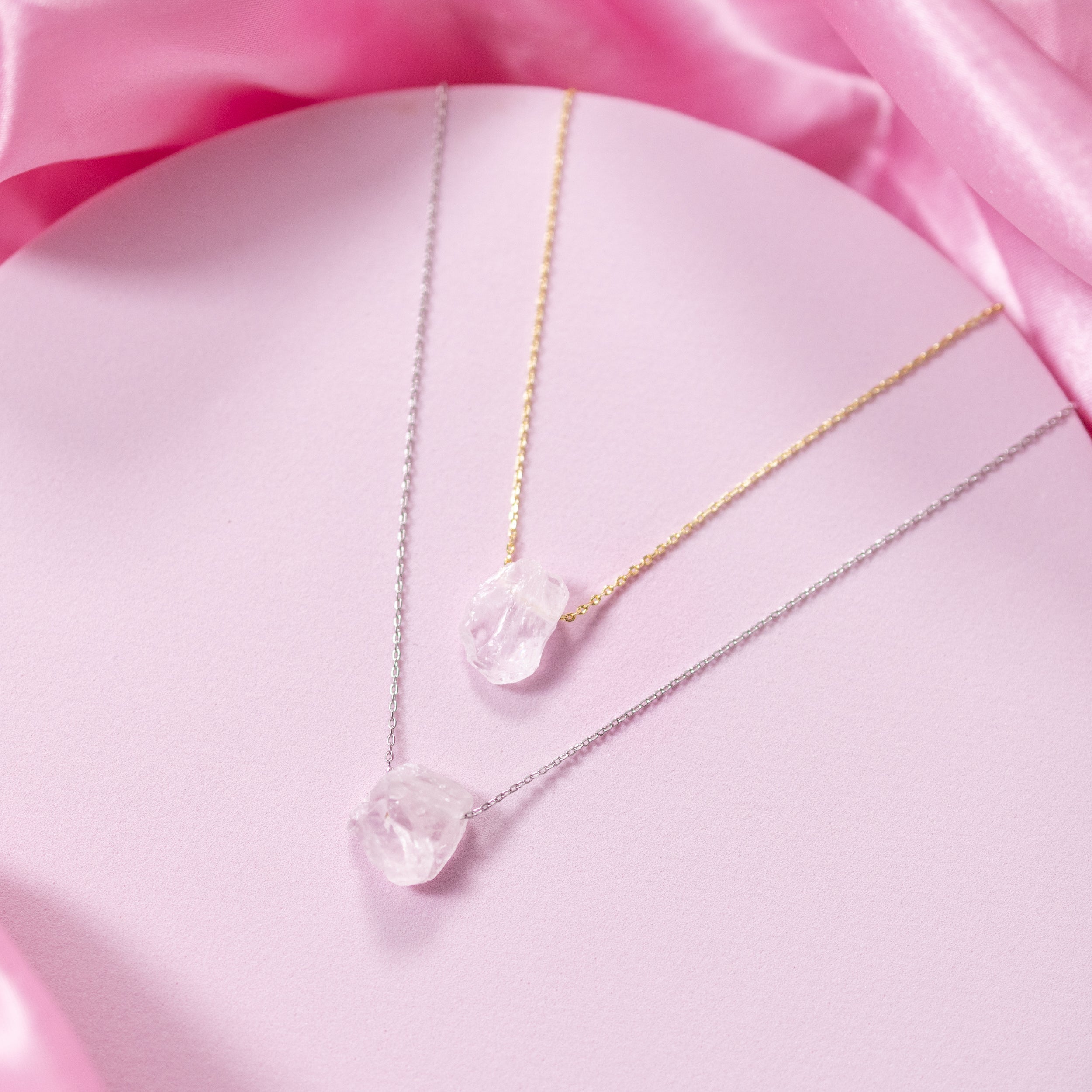 Raw Crystal 14K Gold, Silver Birthstone Necklace-10