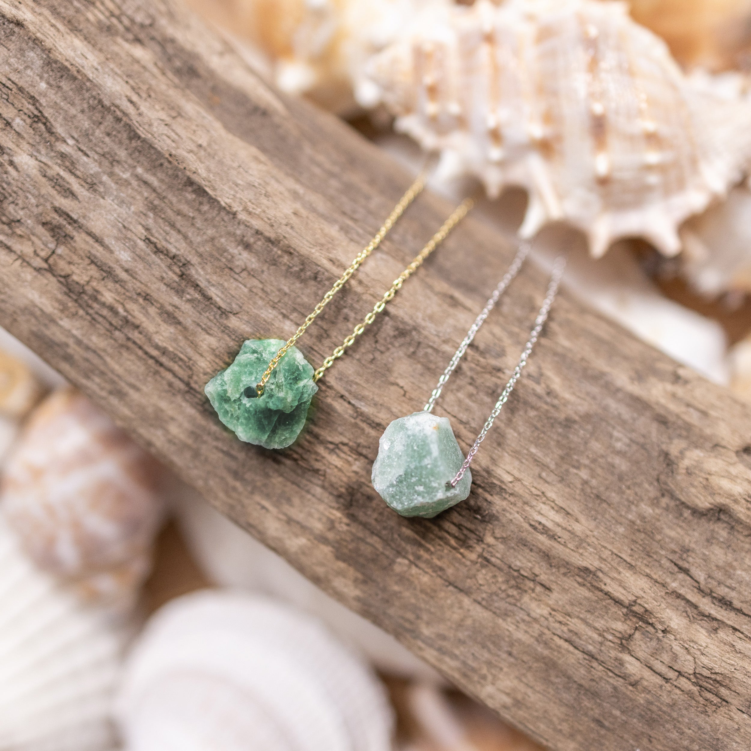 Raw Crystal 14K Gold, Silver Birthstone Necklace-11