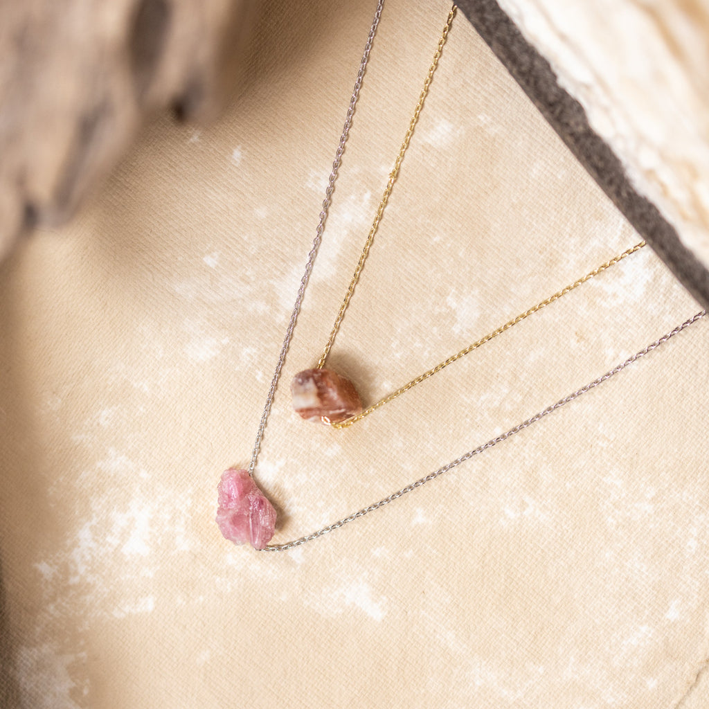 Raw Crystal 14K Gold, Silver Birthstone Necklace-16