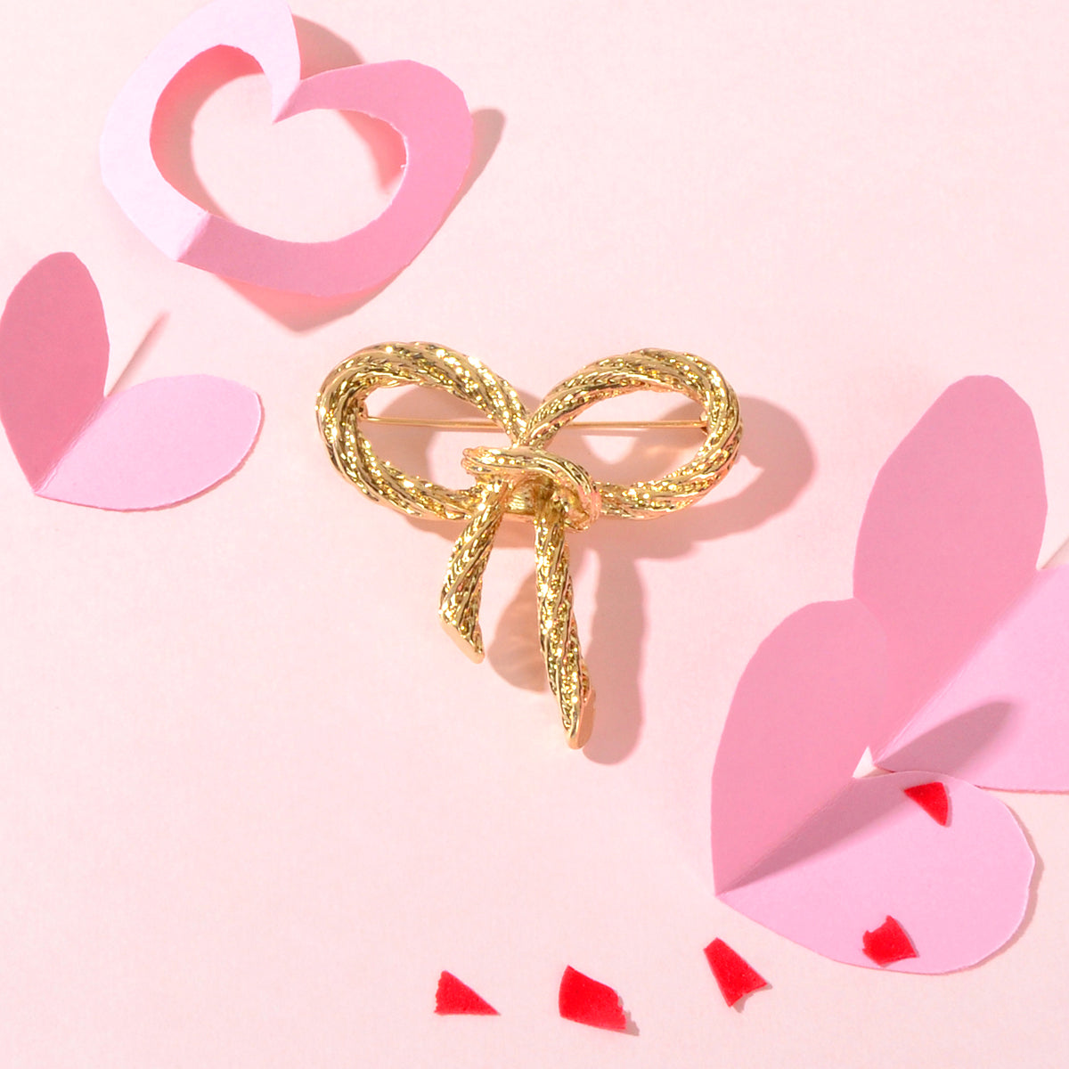 Gold Metal Bow Tie Brooch Collar Diwali Pin Badge Elegant Women Dress Accessory-0