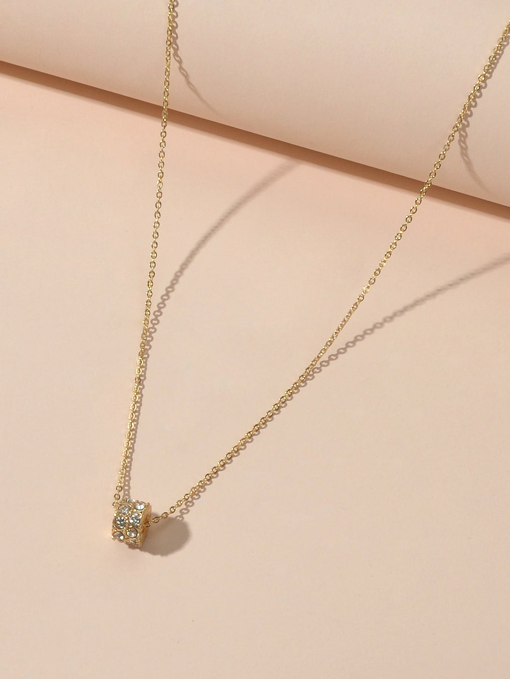 Luxurious Jewellery Gold Silver Chain Rhinestone Cylinder Necklace Accessories