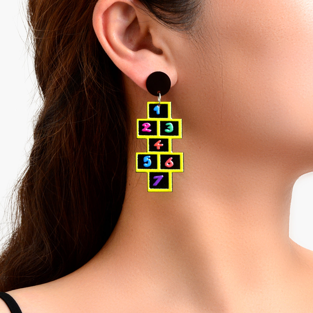Lightweight Acrylic Colorful Number Geometric Earrings Night Club Party Jewelry-0