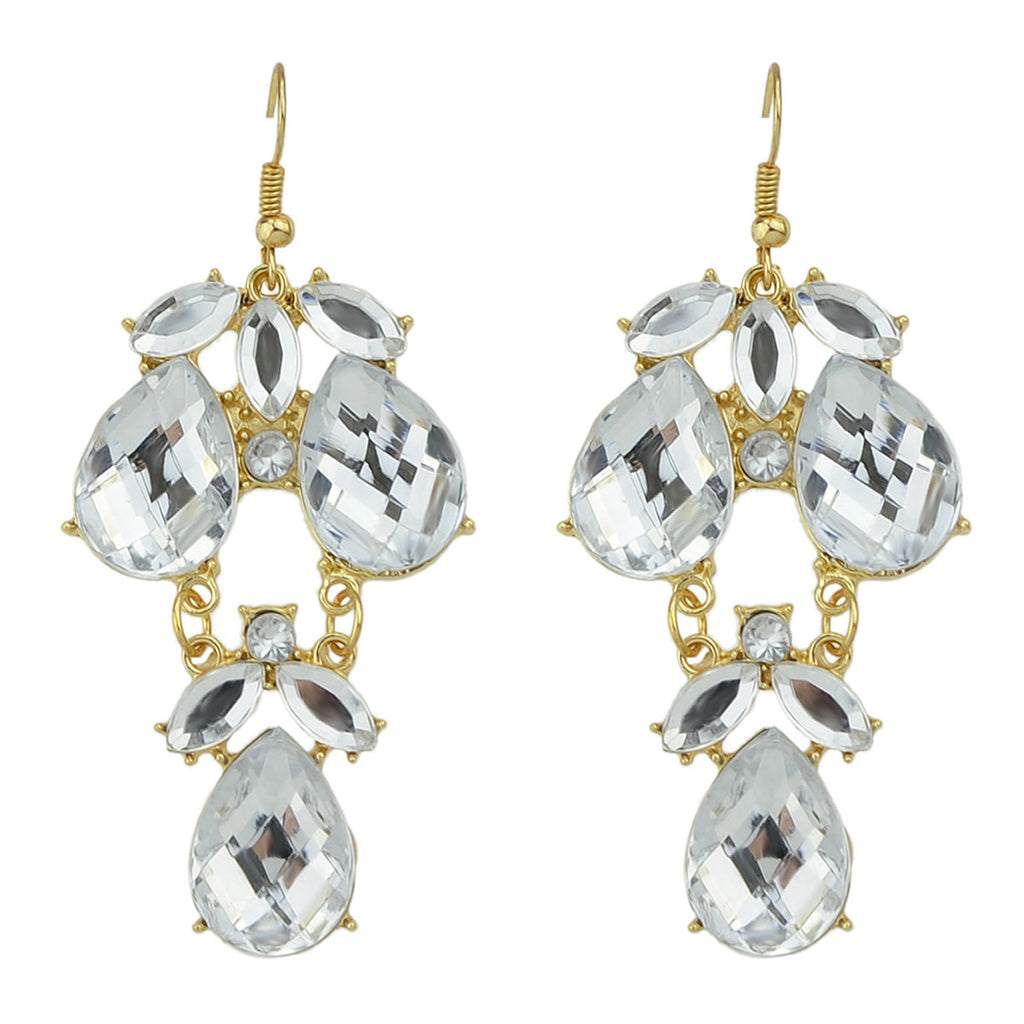 Female Jewelry Orange Black Acrylic Water Drop Flower Chandelier Retro Earrings