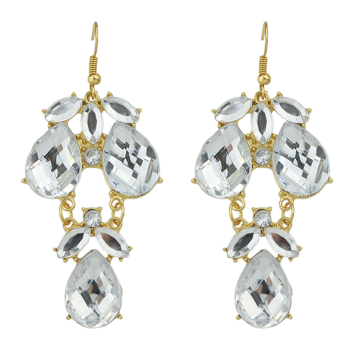 Female Jewelry Orange Black Acrylic Water Drop Flower Chandelier Retro Earrings