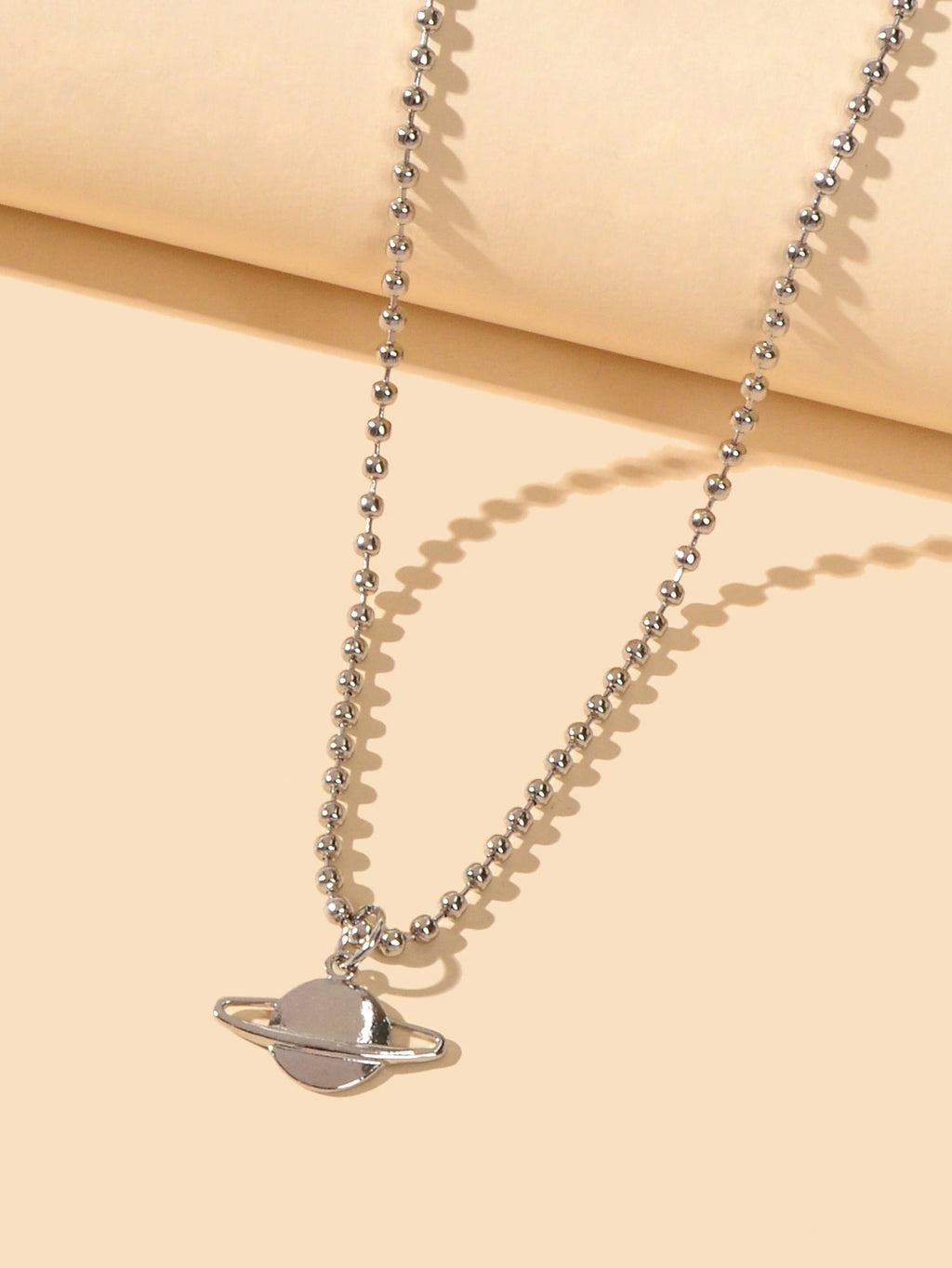 Unique Long Silver Popcorn Chain Planet Pendant Necklace Party Women Decoration-1