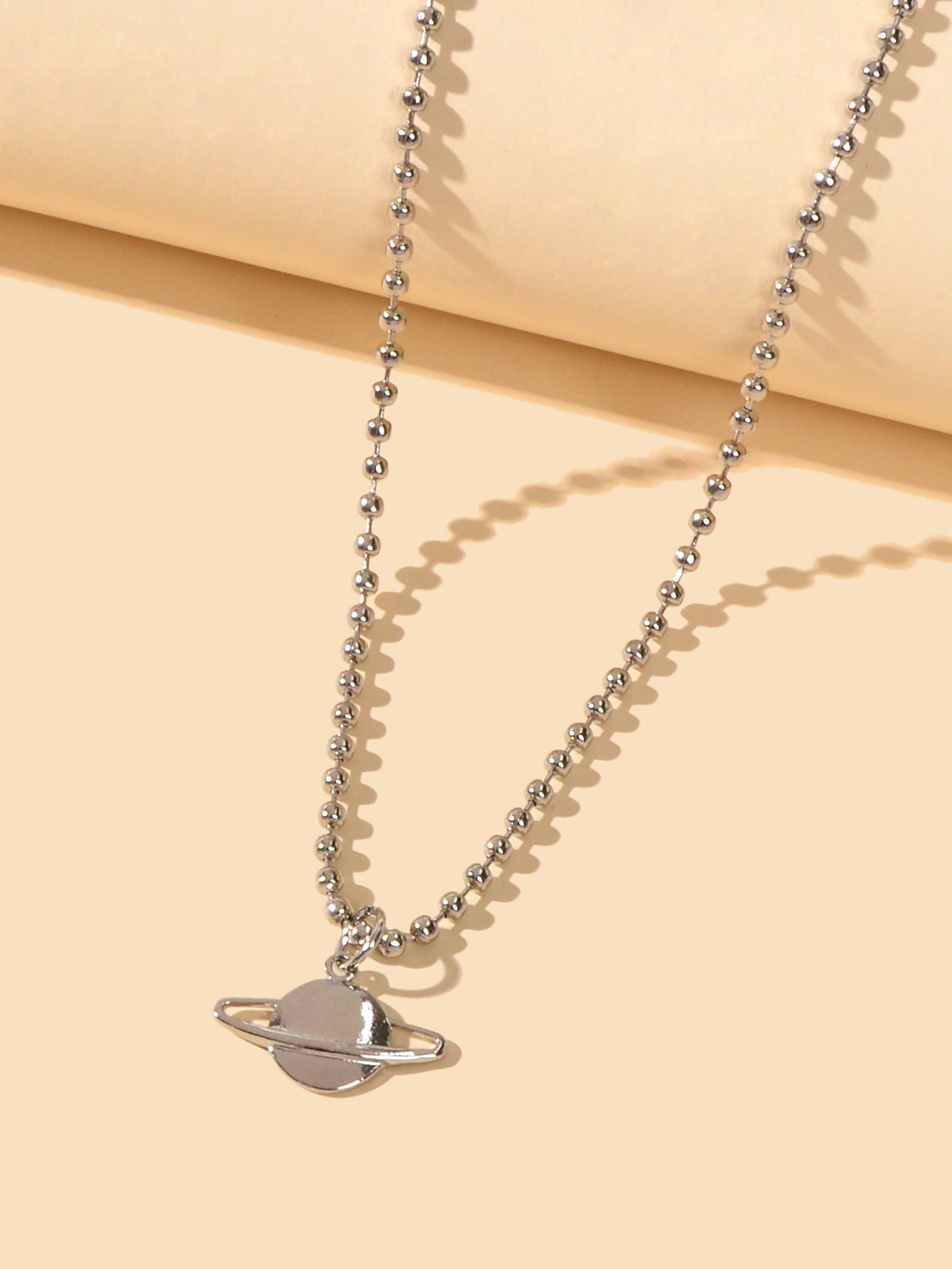 Unique Long Silver Popcorn Chain Planet Pendant Necklace Party Women Decoration-1