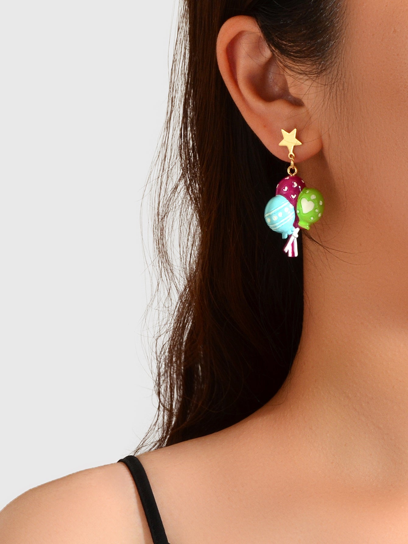 Personality Creative Colorful Resin Balloon Dangle Stud Gift Earrings for Women-0