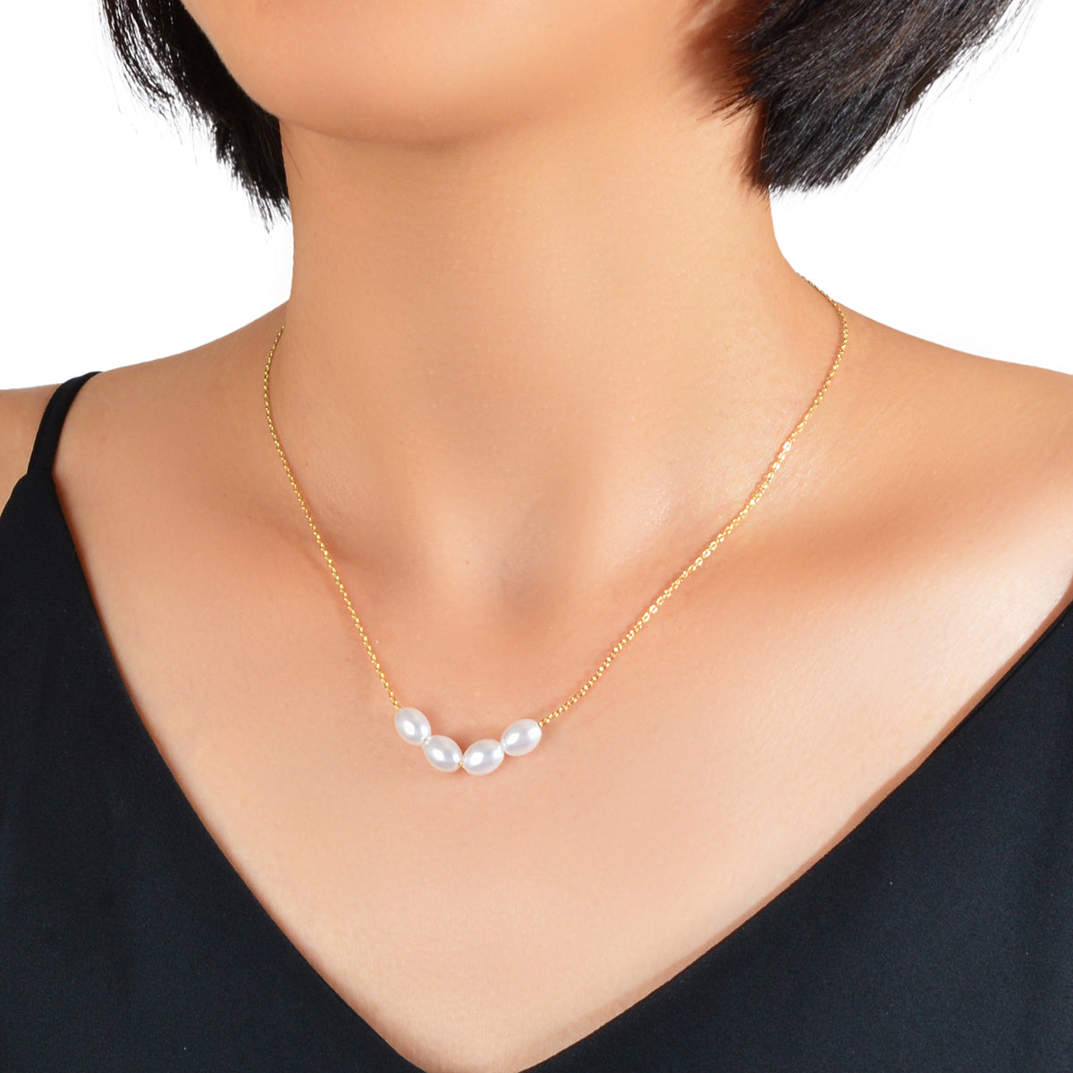 Elegent Wedding Engagement Jewellery Pearl Decor Gold Chain Clavicle Necklace-0