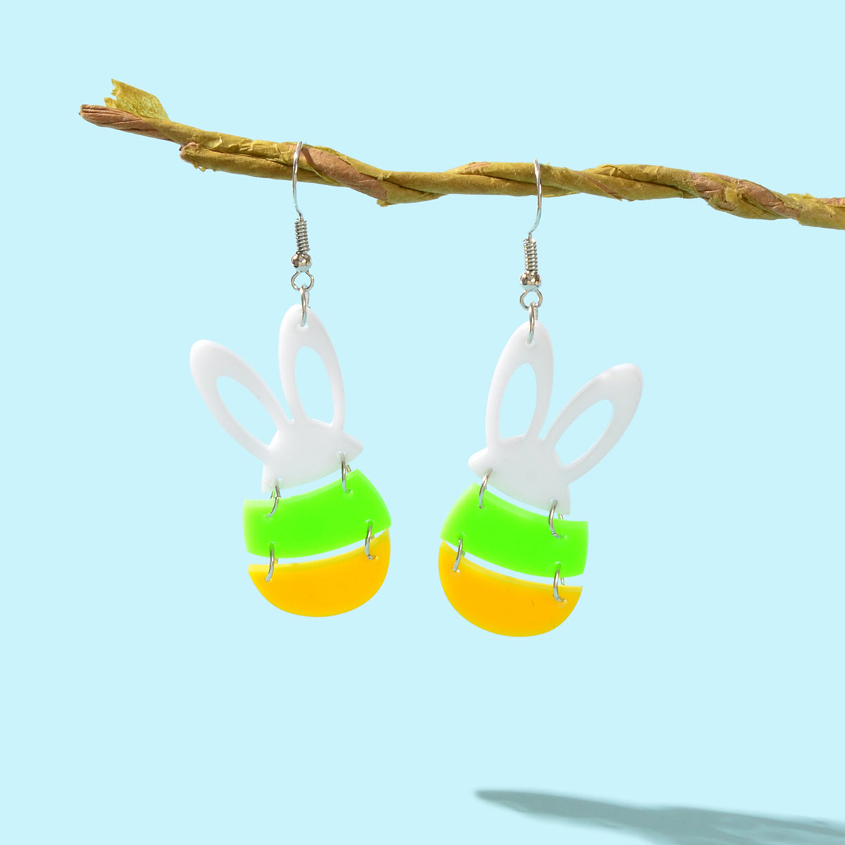 Lovely Colourful Acrylic Rabbit Bunny Earrings Women Easter Holiday Accessories-0