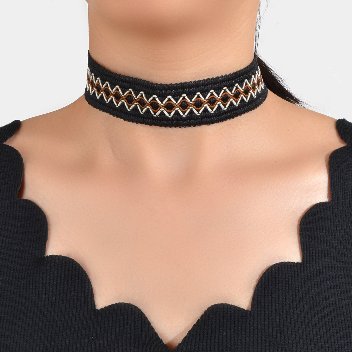 Gothic Punk 90s Geometric Black Tattoo Choker Necklace Grunge Women Collar Gift-0