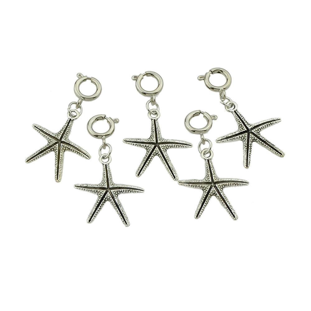 5 pcs Boho Chic Silver Leaf Starfish Shell Hair Claws Tribal Ethnic Accessories-3