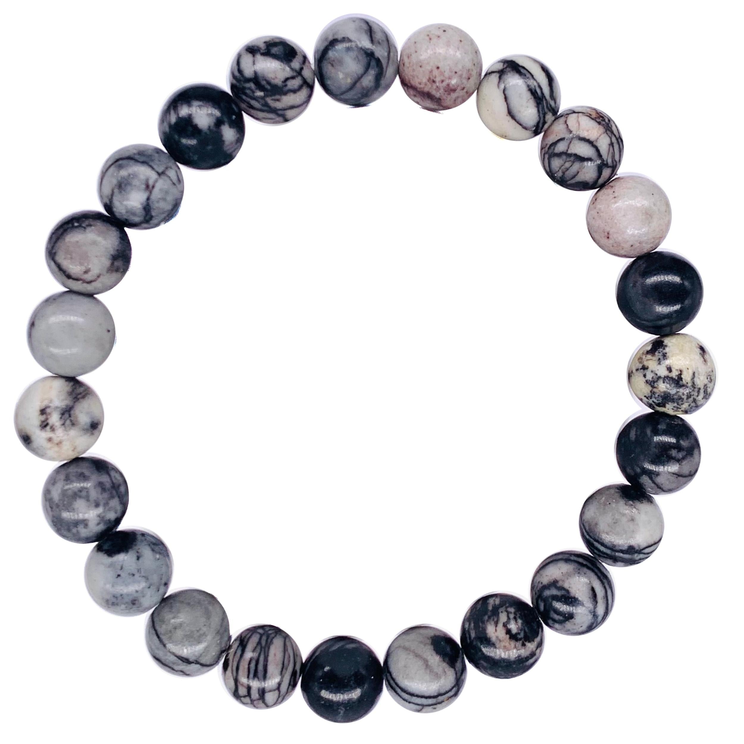Spiderweb Jasper Beaded Crystal Bracelet-0