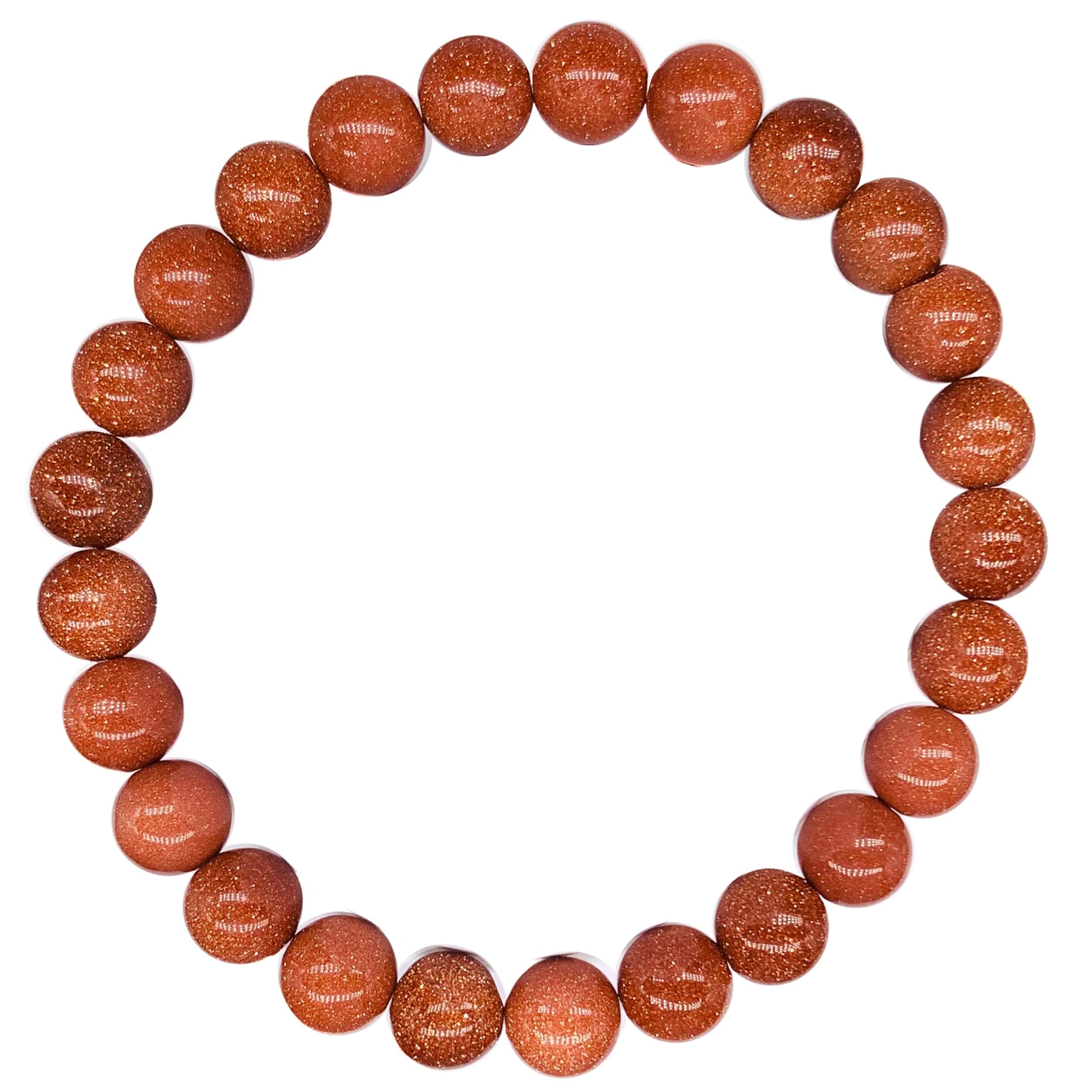 Red Sandstone Beaded Crystal Bracelet-0