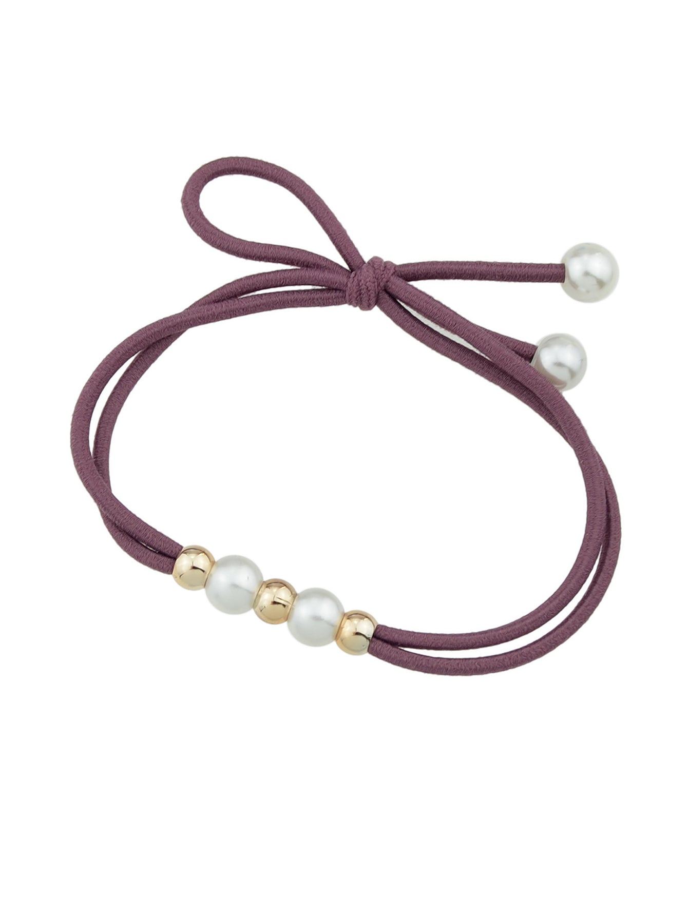 Pearl Metal Beads Elastic Bowknot Hair Ties Ropes Women Girls Hair Accessories-4