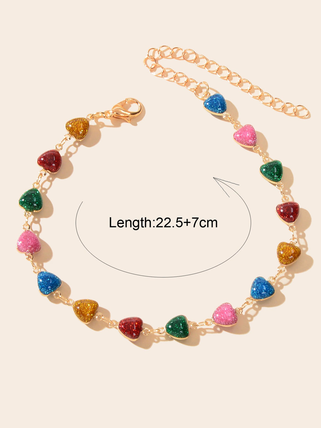 Gold Plated Multi Color Heart Beaded Anklet Summer Beach Boho Foot Chain Jewelry-1