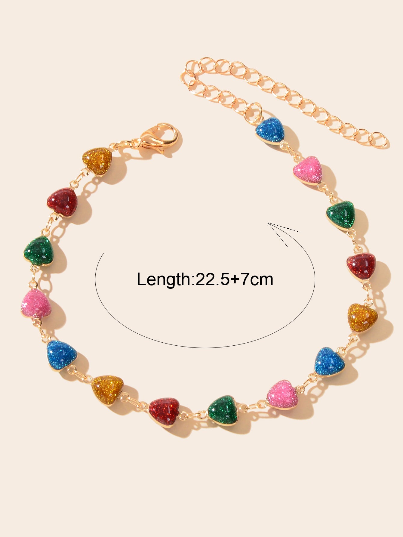 Gold Plated Multi Color Heart Beaded Anklet Summer Beach Boho Foot Chain Jewelry-1