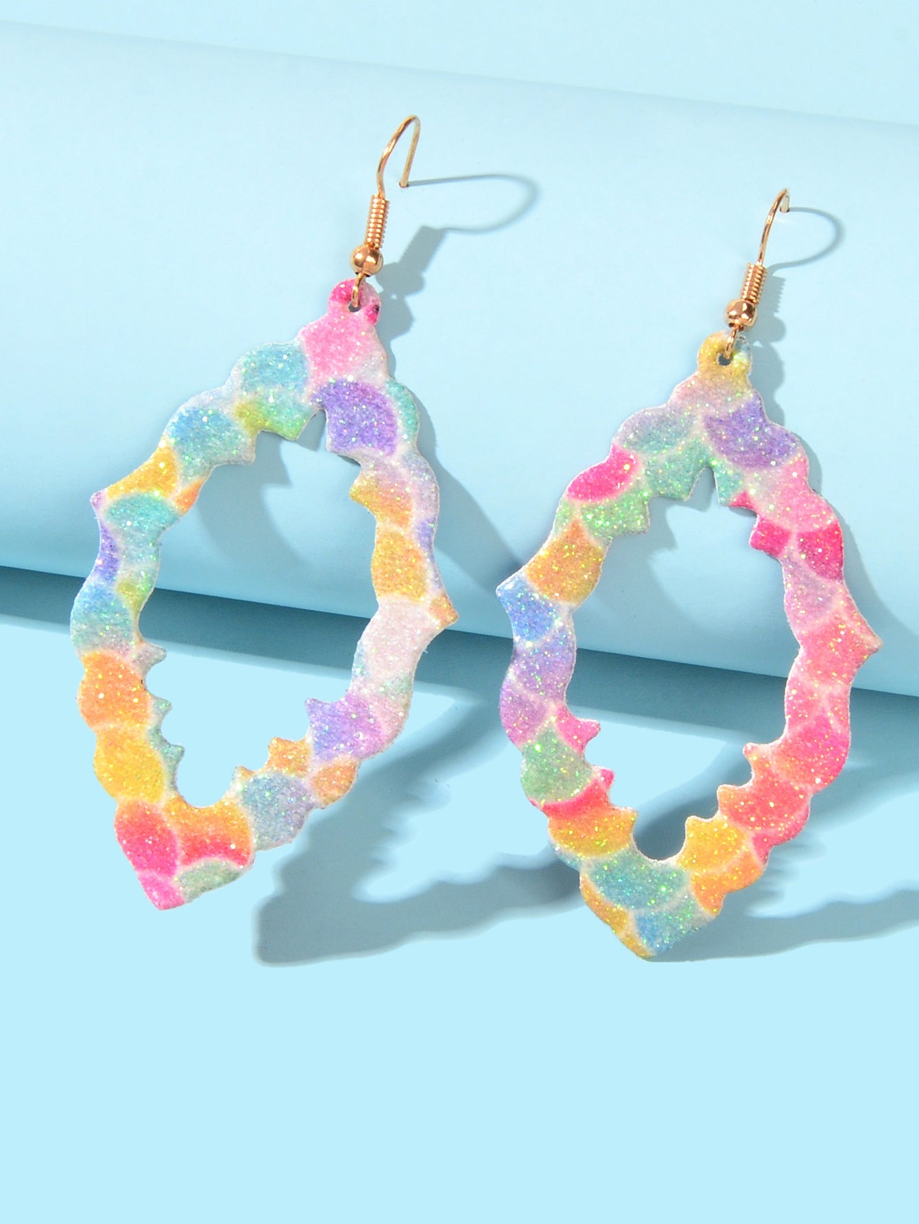 Ladies Jewellery Candy Color Leather Geometric Boho Chic Dangle Holiday Earrings-1