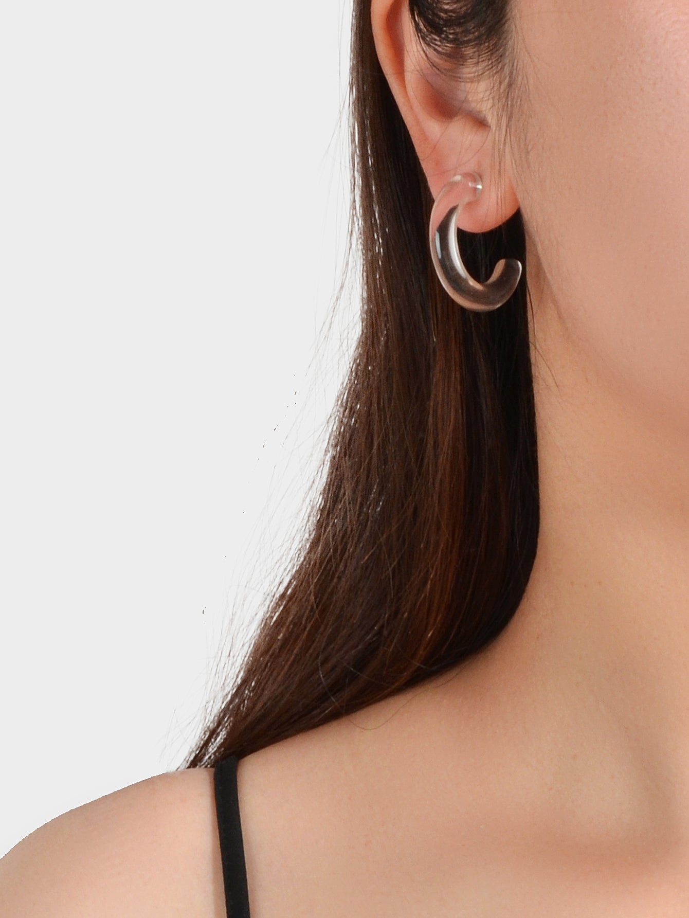 Fashion Design Resin Transparent Acrylic C shape Stud Huggie Hoop Stud Earrings-1