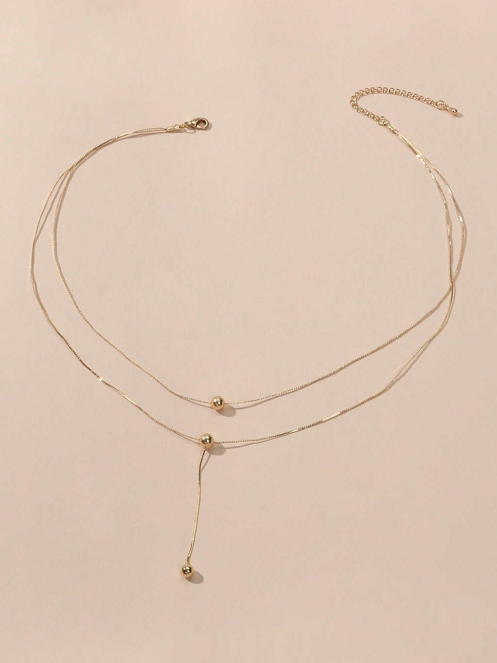 Perfect Jewellery Gold Double layer Chain Necklace Beads Charm Y Lariat Necklace