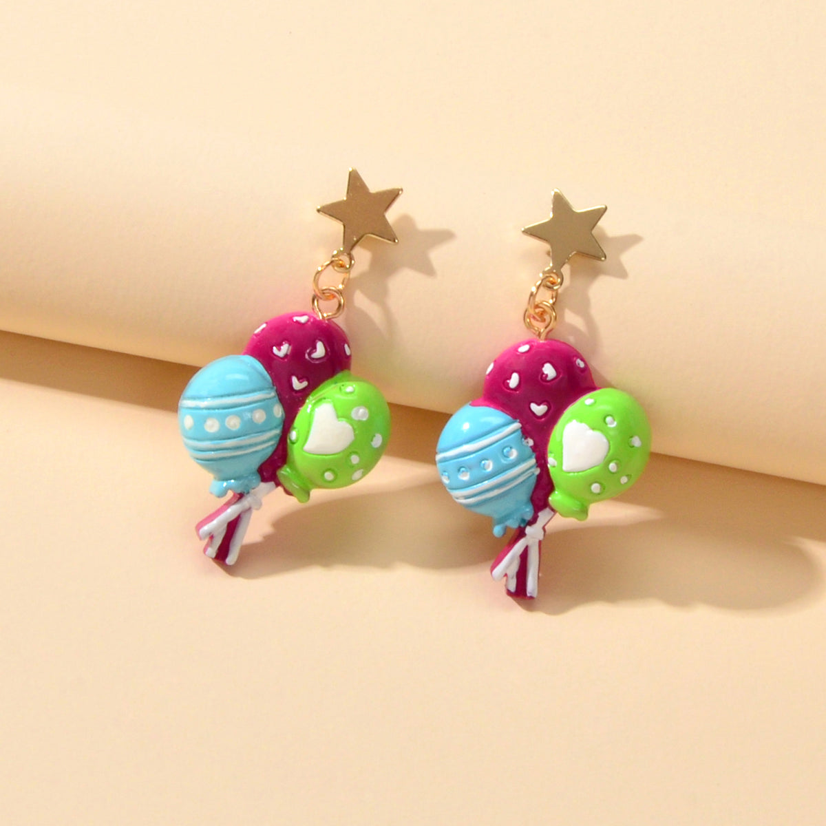 Personality Creative Colorful Resin Balloon Dangle Stud Gift Earrings for Women-1