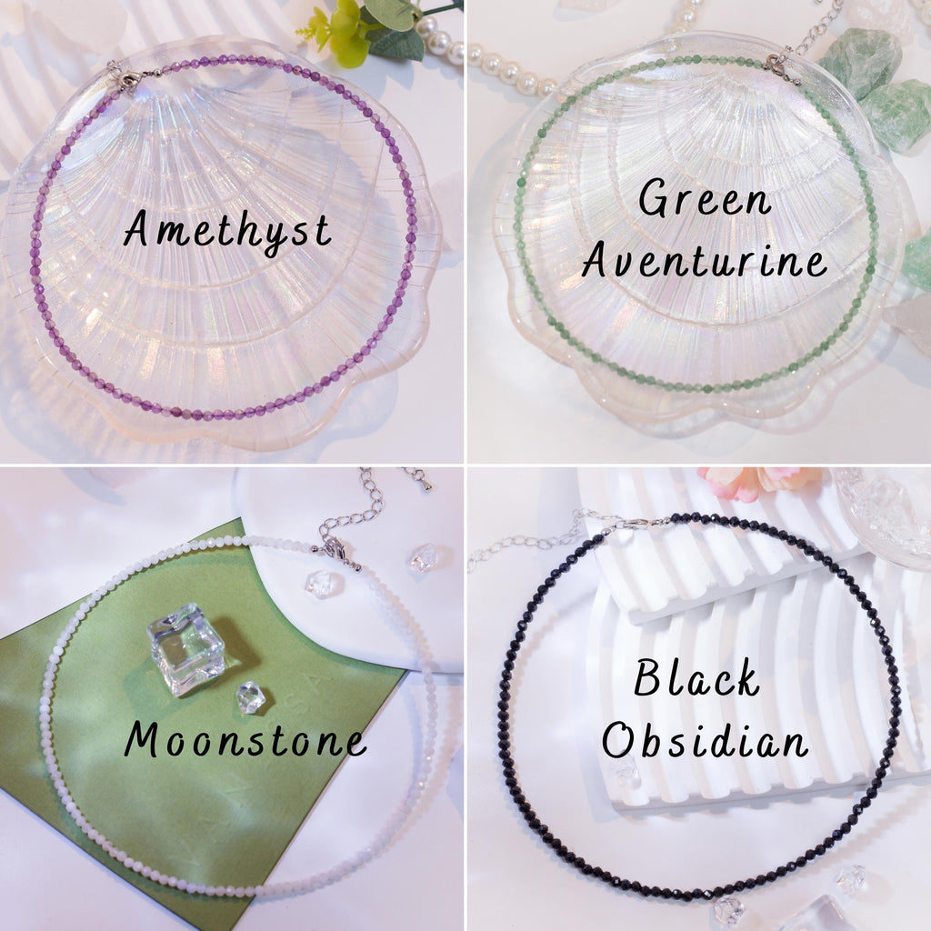 Birthstone Crystal Gemstone Choker Necklace-3