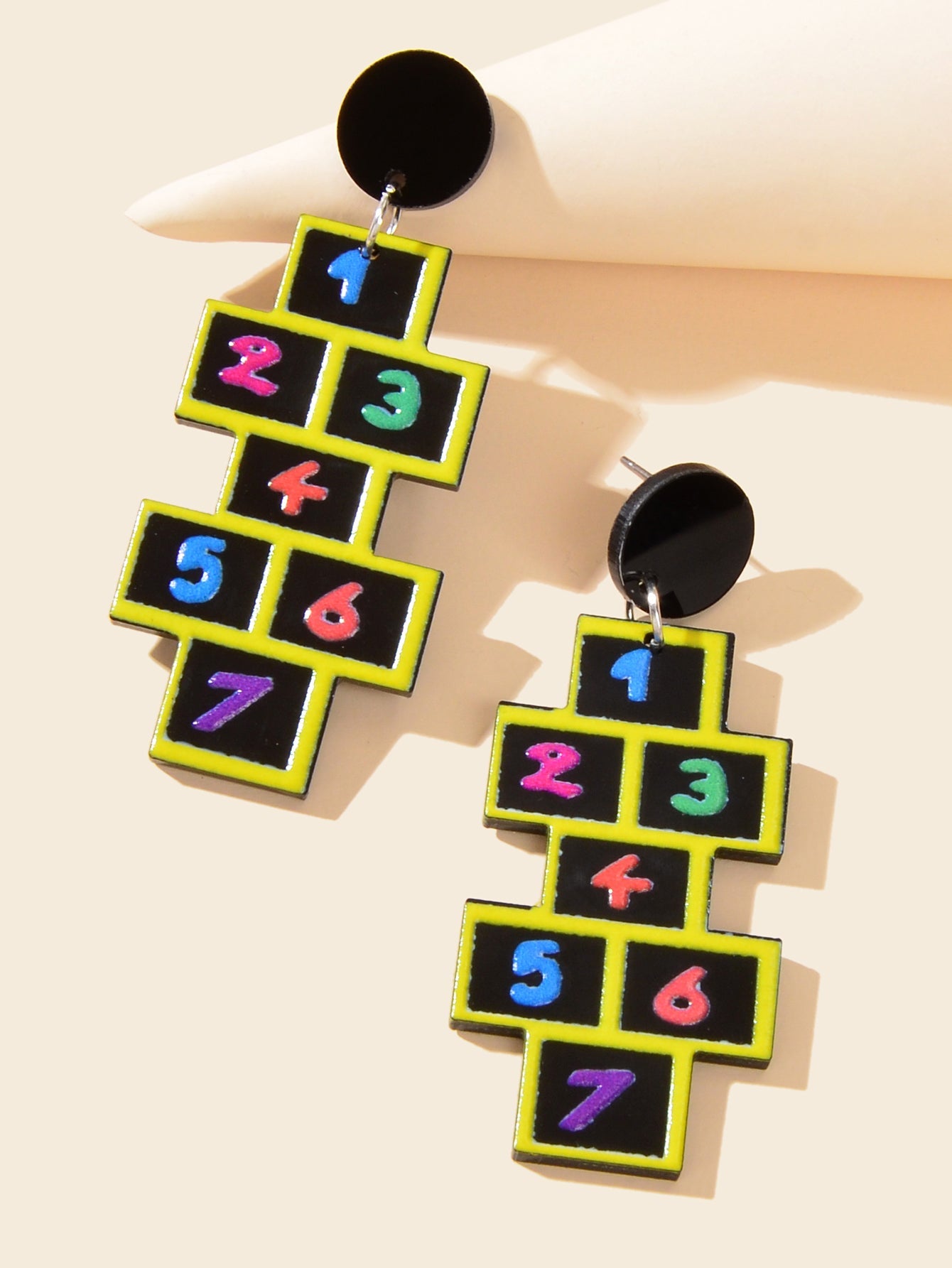 Lightweight Acrylic Colorful Number Geometric Earrings Night Club Party Jewelry-1