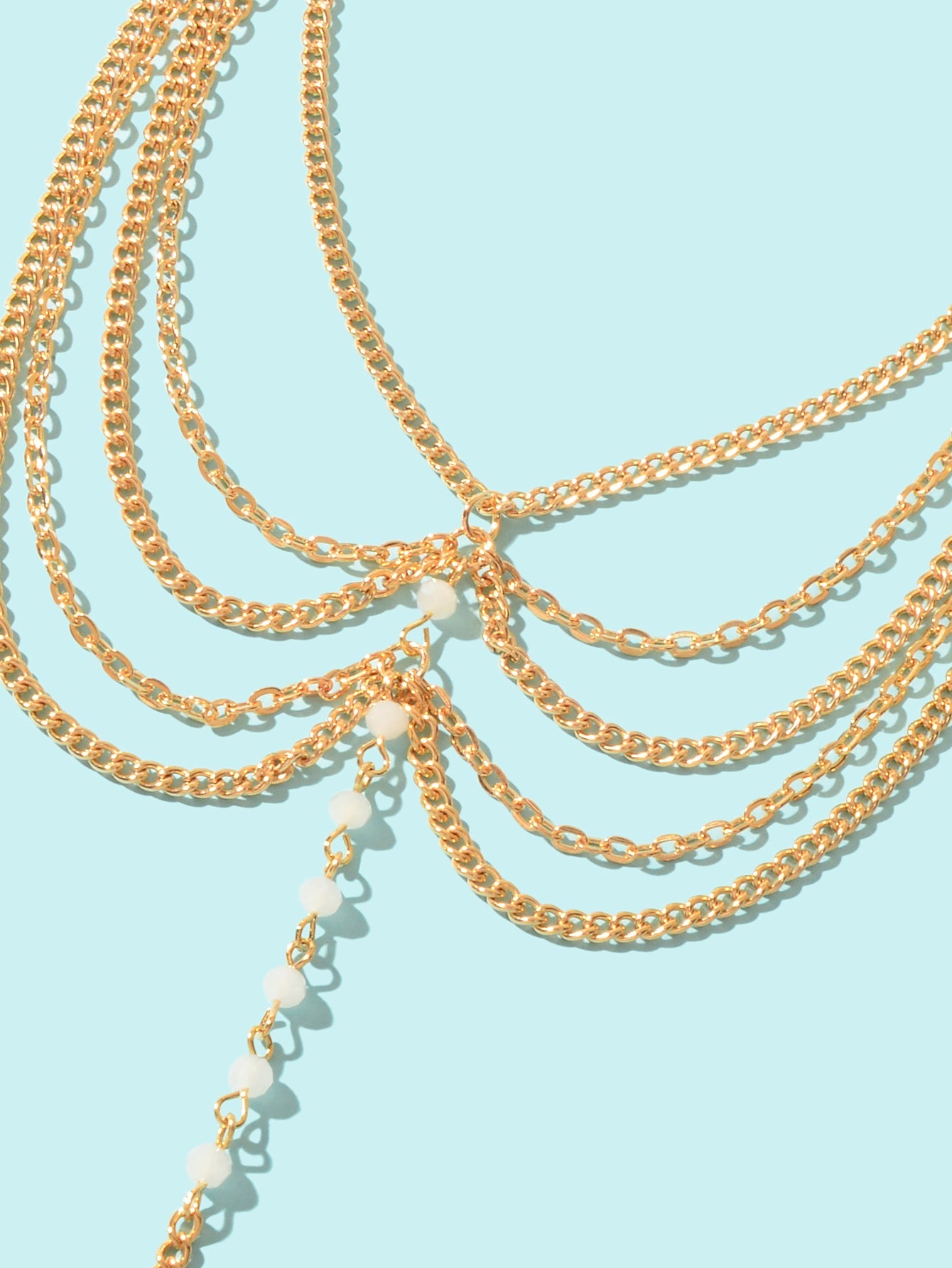 Beach Holiday Foot Jewellery Gold Tone Layered Chain Tassel Anklet with Toe Ring