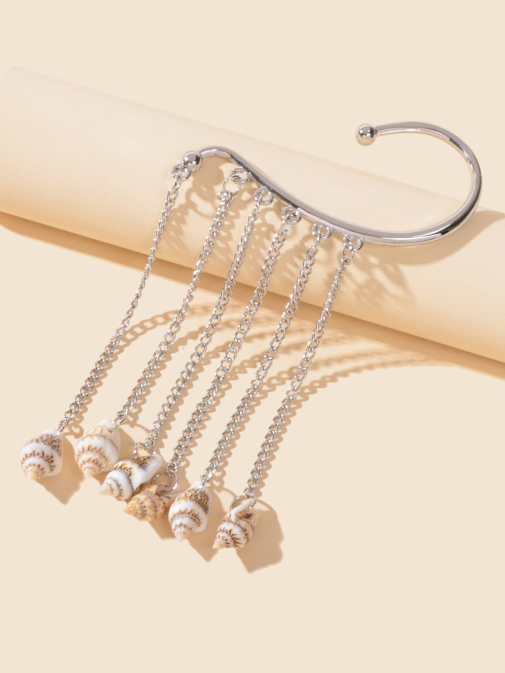 1 pc Boho Chic Long Chain Tassel Conch Ear Cuff Cartilage Wrap Around Earring-1