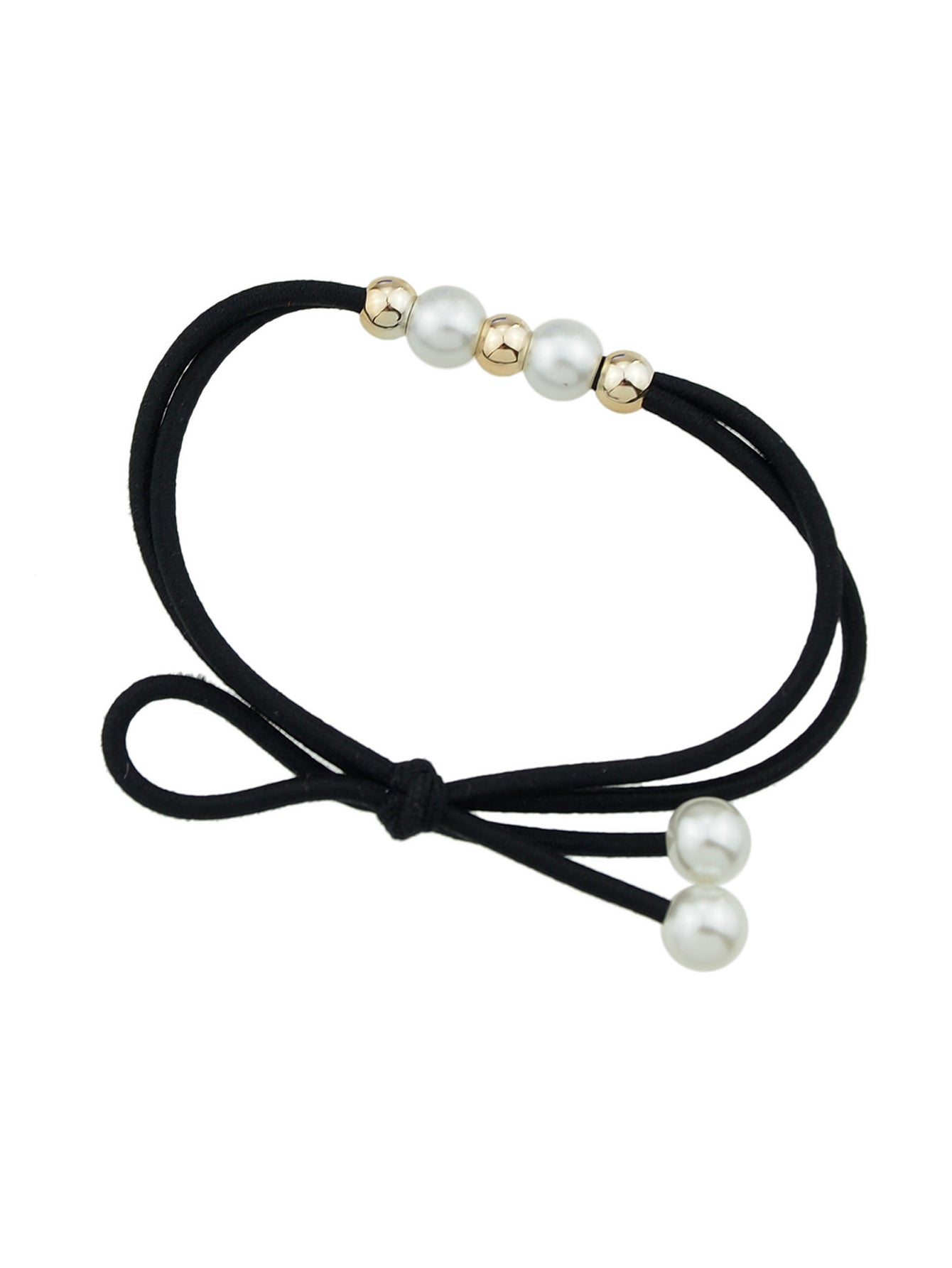 Pearl Metal Beads Elastic Bowknot Hair Ties Ropes Women Girls Hair Accessories-1