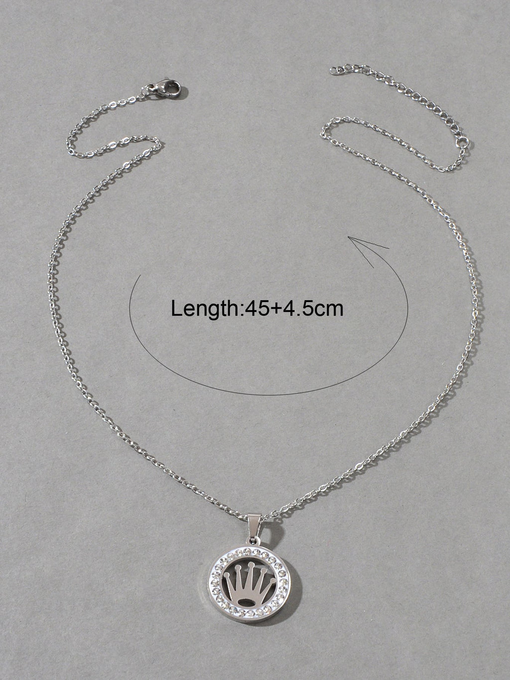 Engagement Jewellery Gift Full Rhinestone Silver Circle Crown Pendant Necklace-1