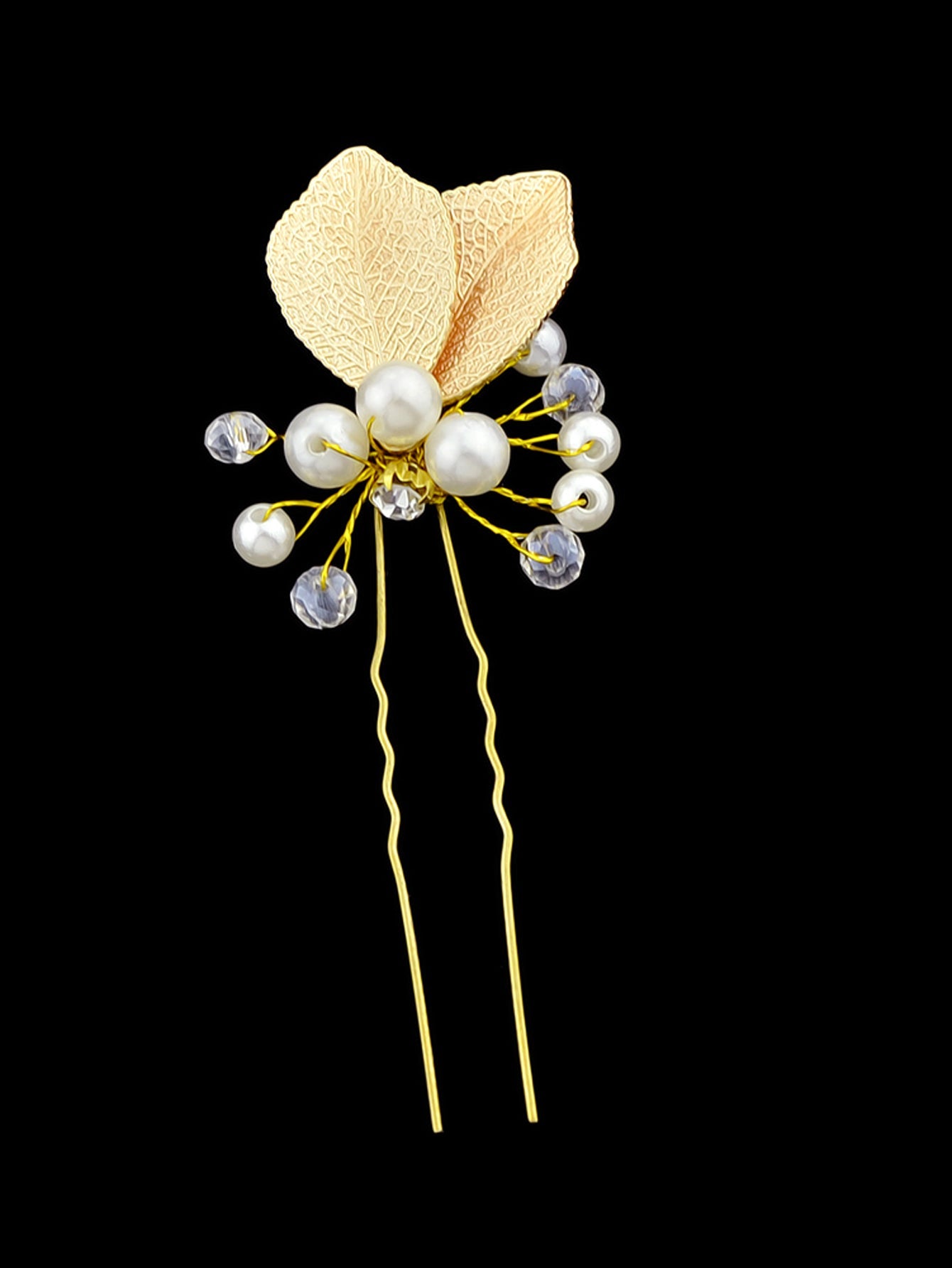Hair Accessories Pearl Beads Gold Leaf Hair Sticks Wedding Party Hair Clips Gift