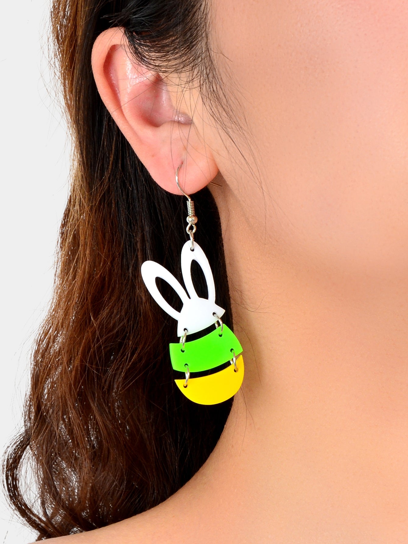 Lovely Colourful Acrylic Rabbit Bunny Earrings Women Easter Holiday Accessories-1